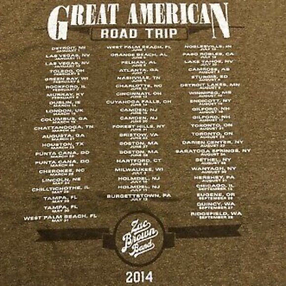 Vintage Concert T-shirt Zac Brown 2014 Great American Road Trip Concert Tour T - Picture 3 of 10